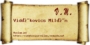 Vidákovics Milán névjegykártya