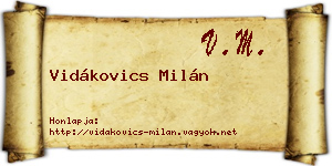 Vidákovics Milán névjegykártya
