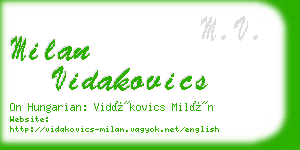 milan vidakovics business card